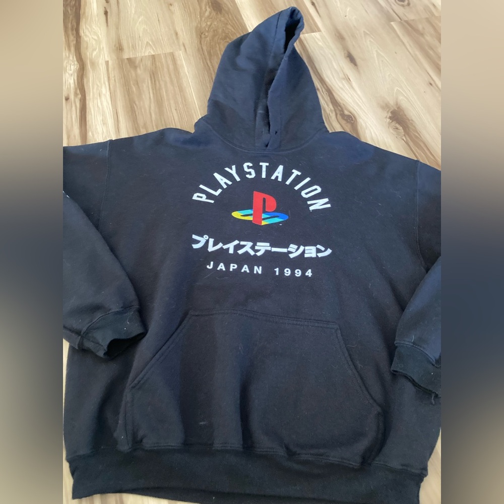 Sony Play Station Hoodie Men's L Black Graphic 1994 Japan System Unisex